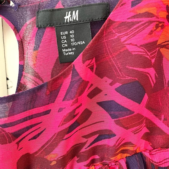 H&M Vibrant Floral Sheer Shift Dress, Sz 10 (P2P 18”) - Picture 3 of 9
